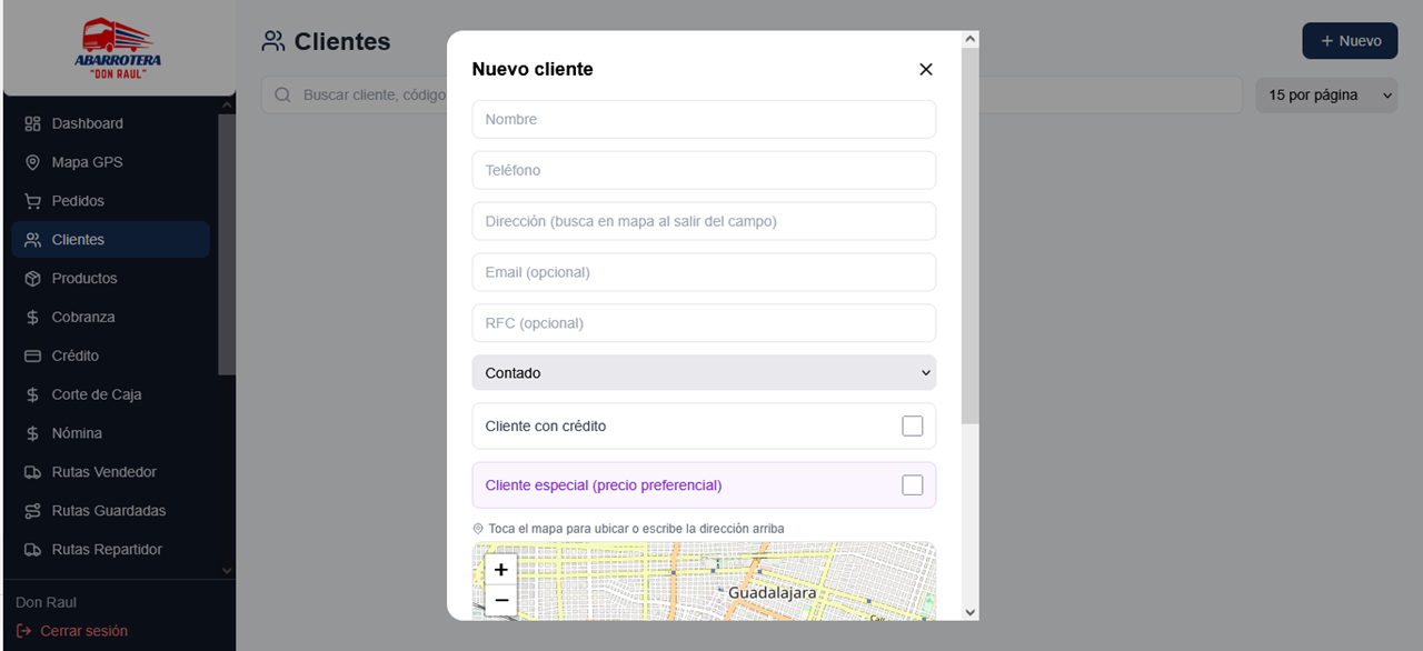 Nuevo cliente