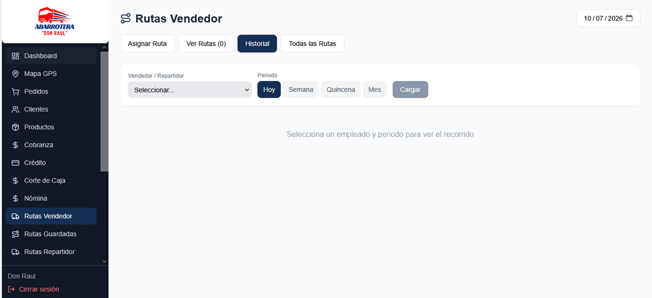 Historial rutas vendedor