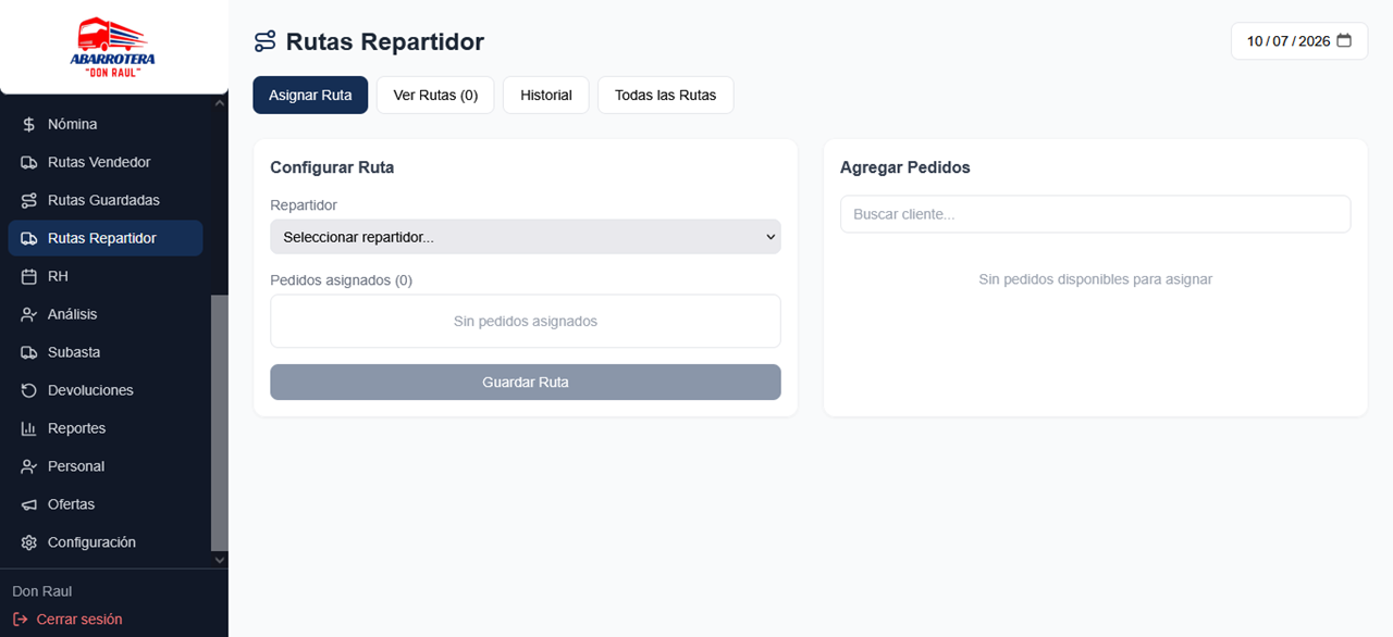 Asignar ruta repartidor