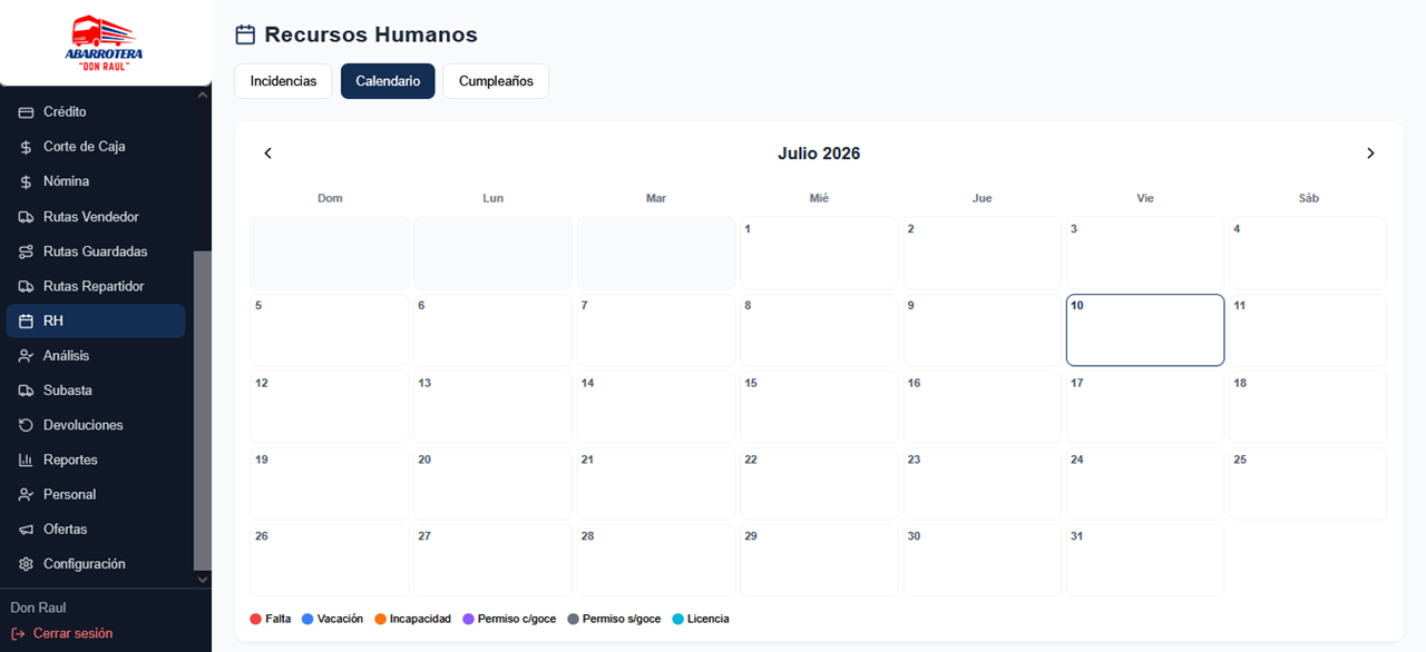 Calendario RH