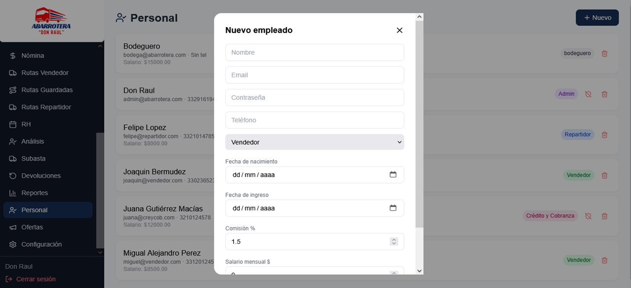 Nuevo empleado