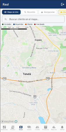 Mapa en vivo App Don Raúl